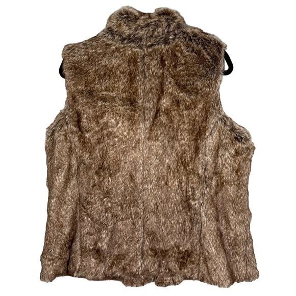 J. Jill Women’s Brown Faux Fur Hidden Button Front Vest Plus Size XL Retro Fall - Picture 2 of 9
